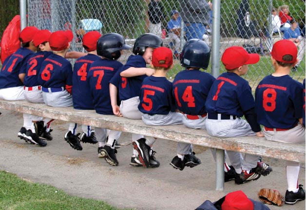 baseball team on a bench photo