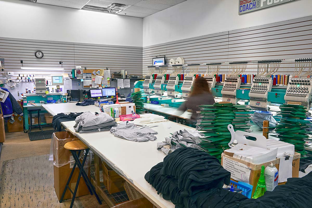 photo of business apparel in production