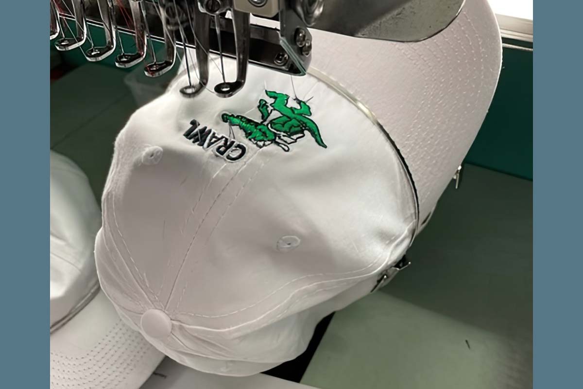 white baseball cap stitching photo